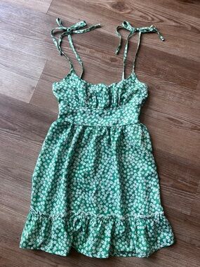 Green Floral Mini Dress Size 2